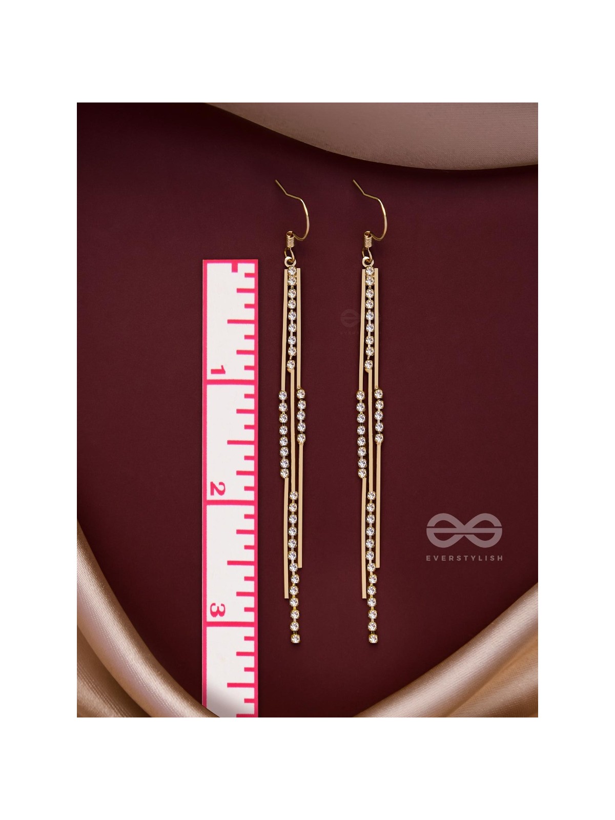 DAZZLING DOWNPOUR - GOLDEN EMBELLISHED EARRINGS