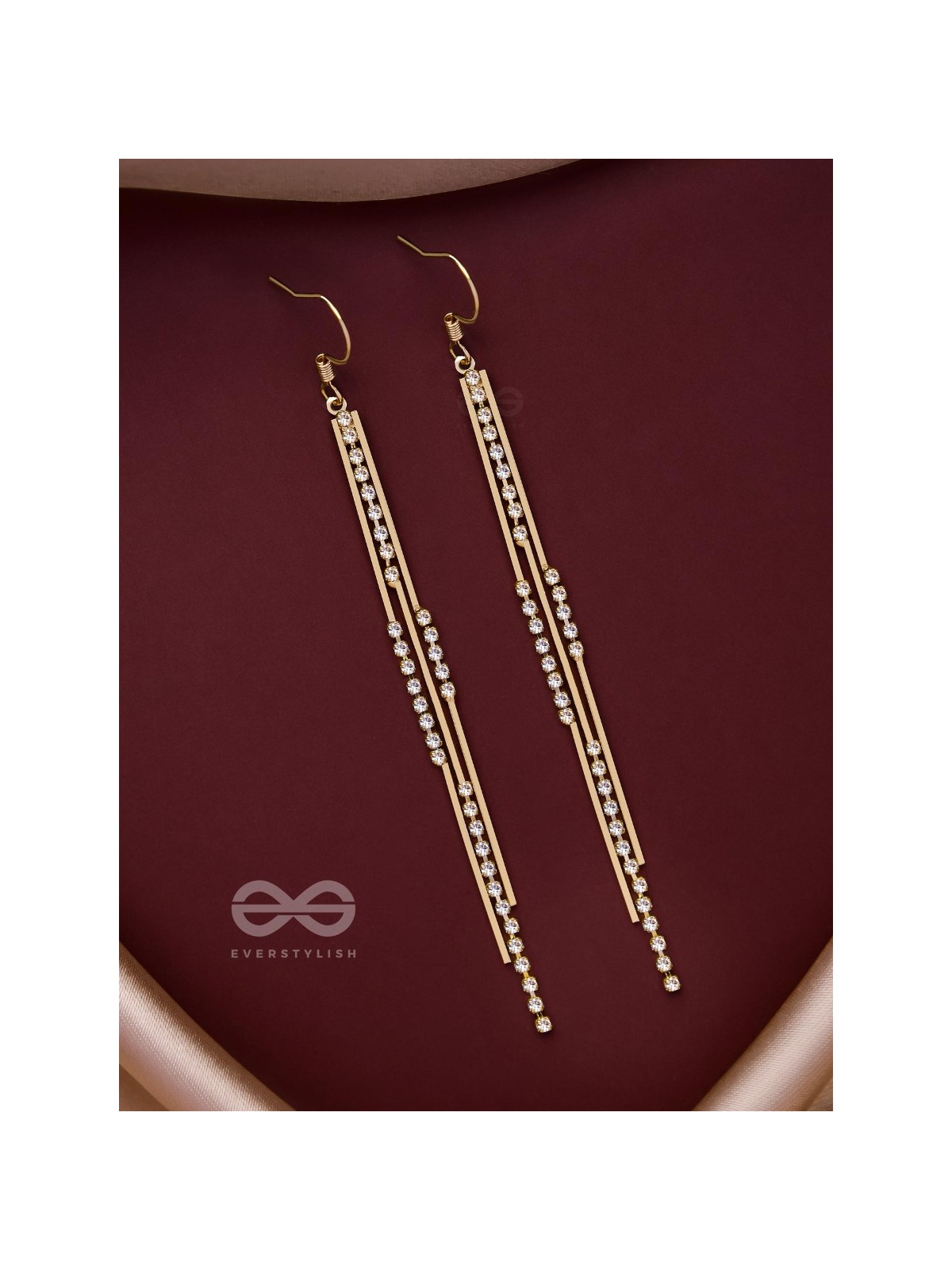 DAZZLING DOWNPOUR - GOLDEN EMBELLISHED EARRINGS