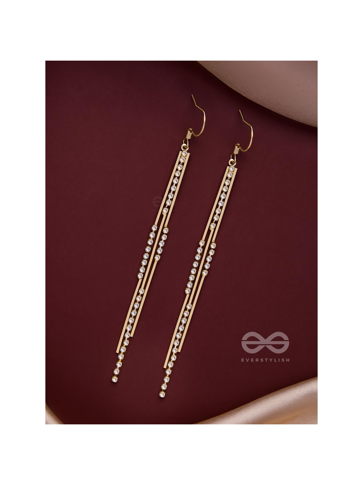 DAZZLING DOWNPOUR - GOLDEN EMBELLISHED EARRINGS