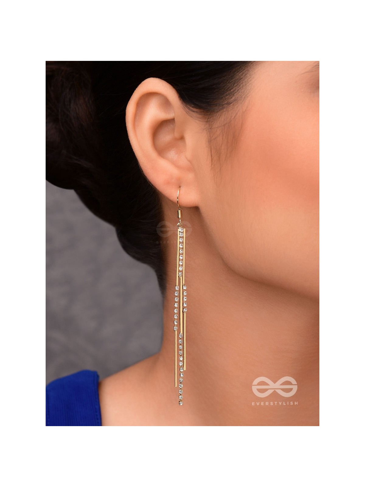 DAZZLING DOWNPOUR - GOLDEN EMBELLISHED EARRINGS