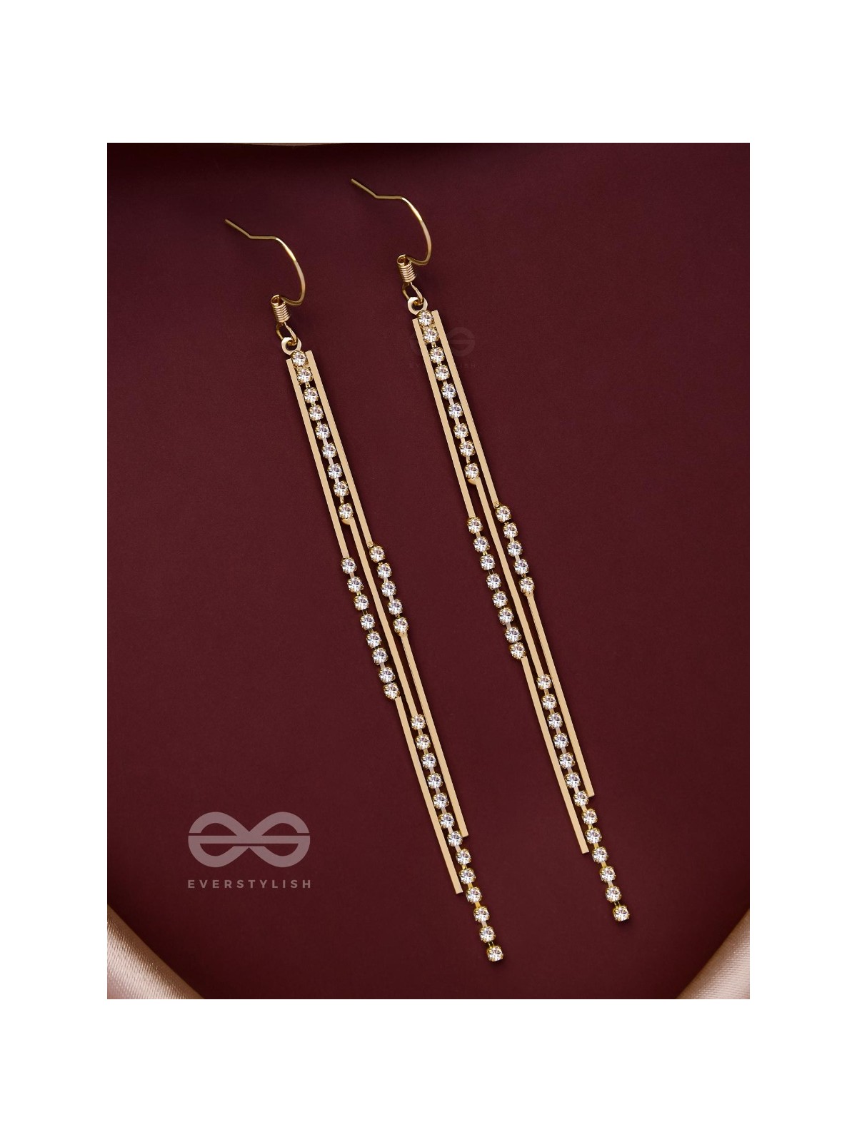 DAZZLING DOWNPOUR - GOLDEN EMBELLISHED EARRINGS