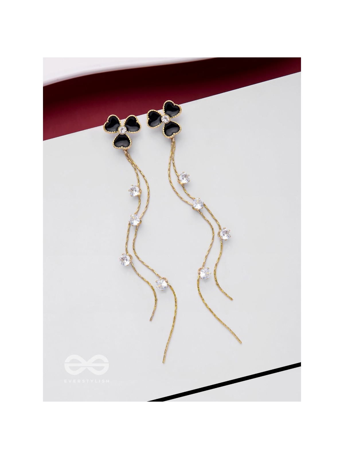 BLOOMIN' MIDNIGHT - GOLDEN EMBELLISHED EARRINGS