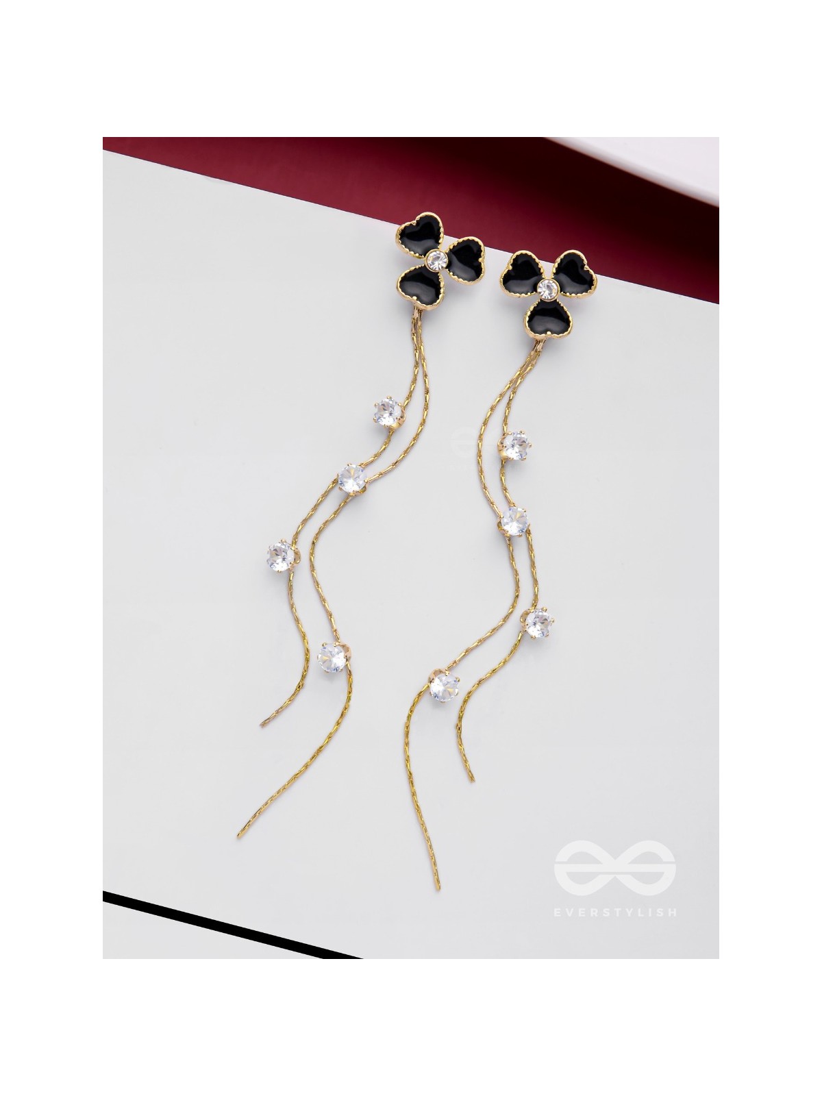 BLOOMIN' MIDNIGHT - GOLDEN EMBELLISHED EARRINGS