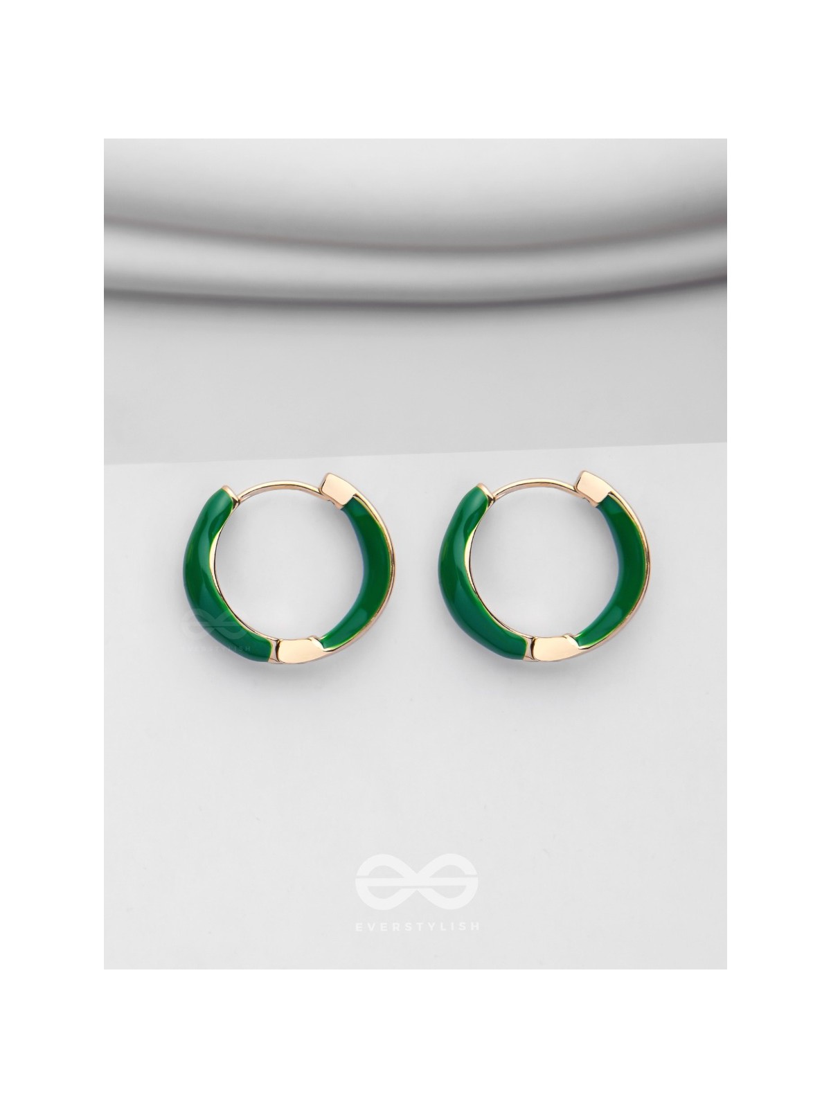 LUXE LITTLE LOOPS - GOLDEN EMBELLISHED HOOP EARRINGS (GREEN)