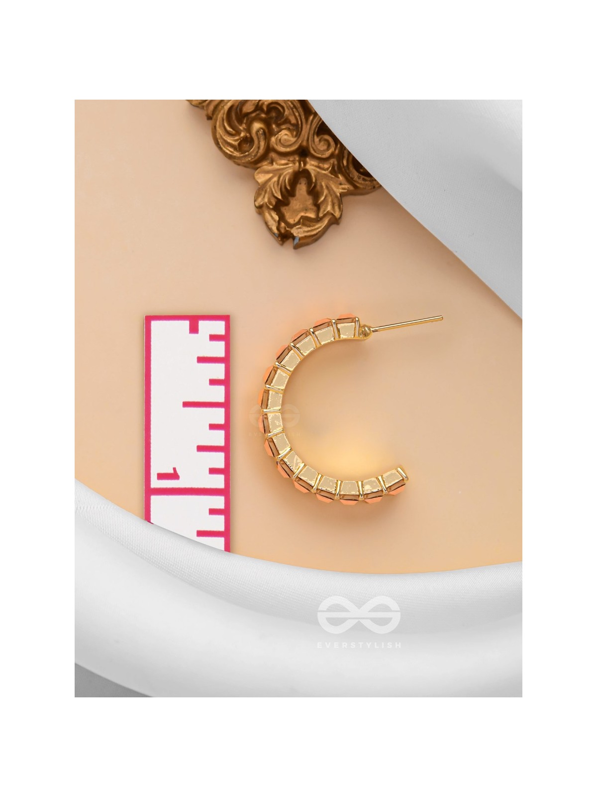 CRYSTAL GALAXIES - GOLDEN EMBELLISHED EARRINGS (PEACH)