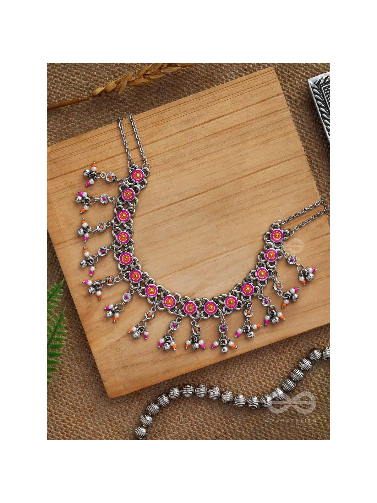 SUNKISSED BLOOM - EMBELLISHED OXIDISED NECKPIECE