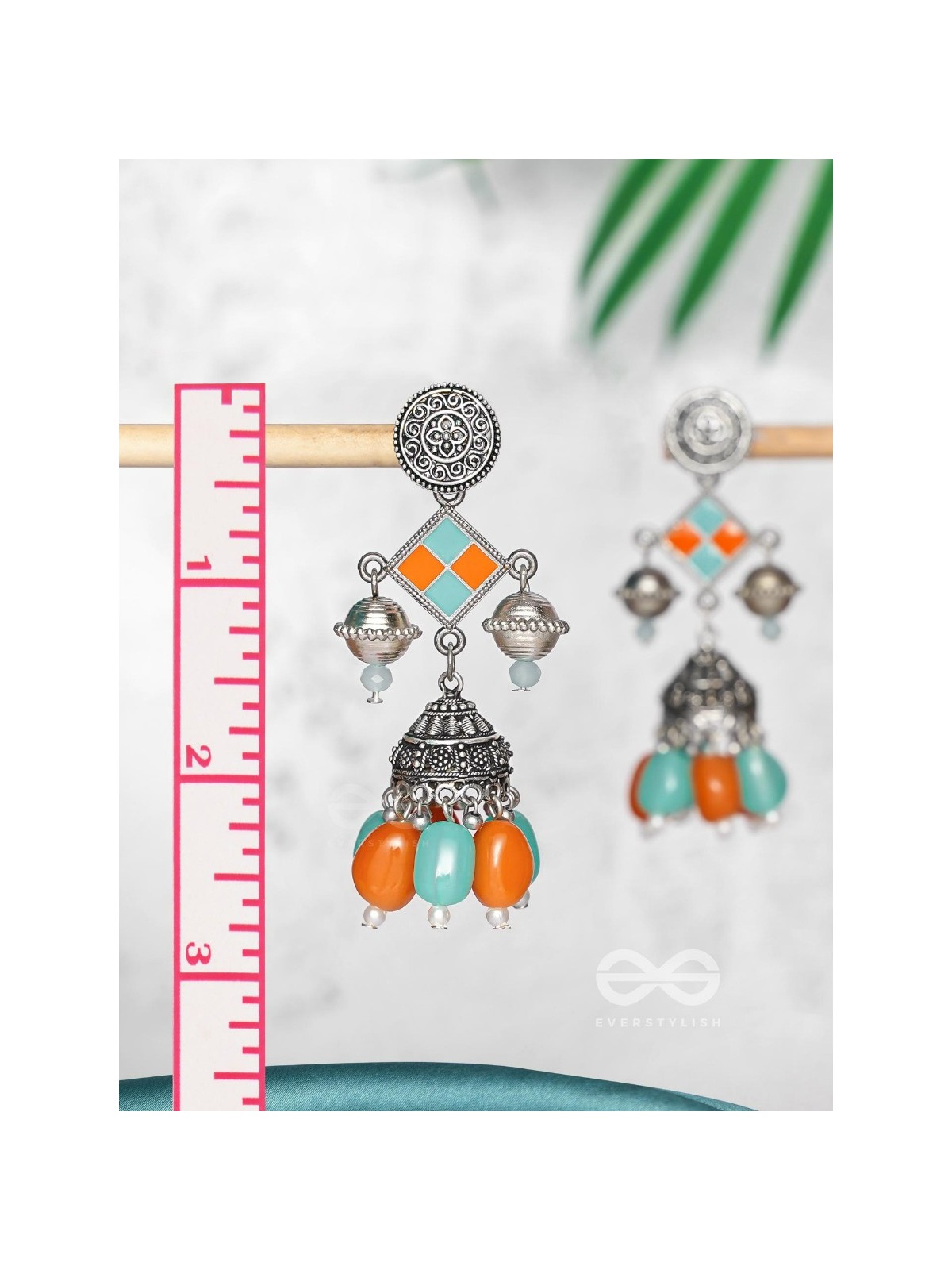 MYSTIC OCEAN SUNDOWN - EMBELLISHED OXIDISED EARRINGS