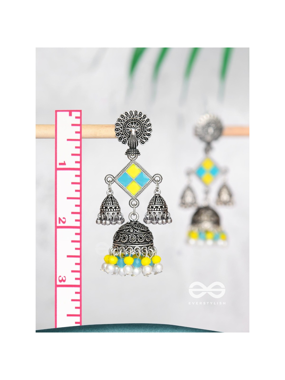MELLOW YELLOW SKIES - EMBELLISHED OXIDISED EARRINGS