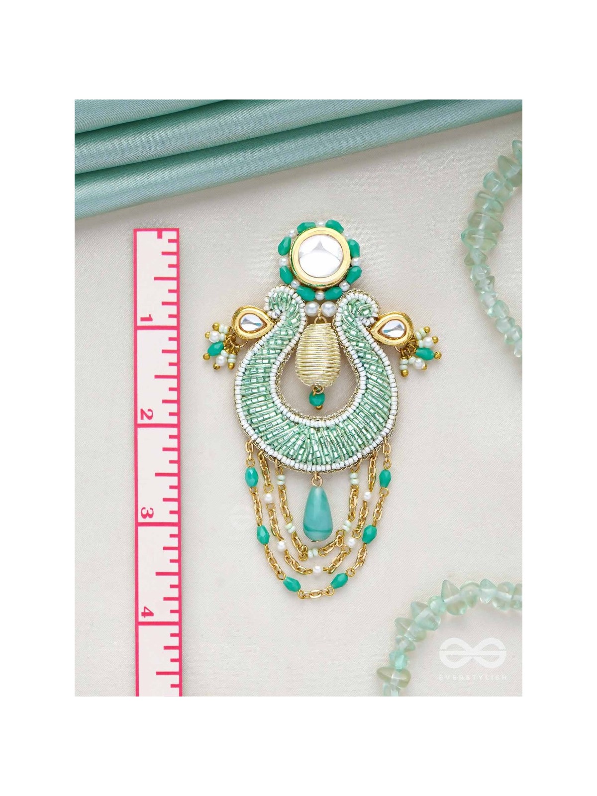 Akasesa - Jewel Of The Sky - Beads, Cutdana, Polki And Kundan Finished Hand Embroidered Earrings