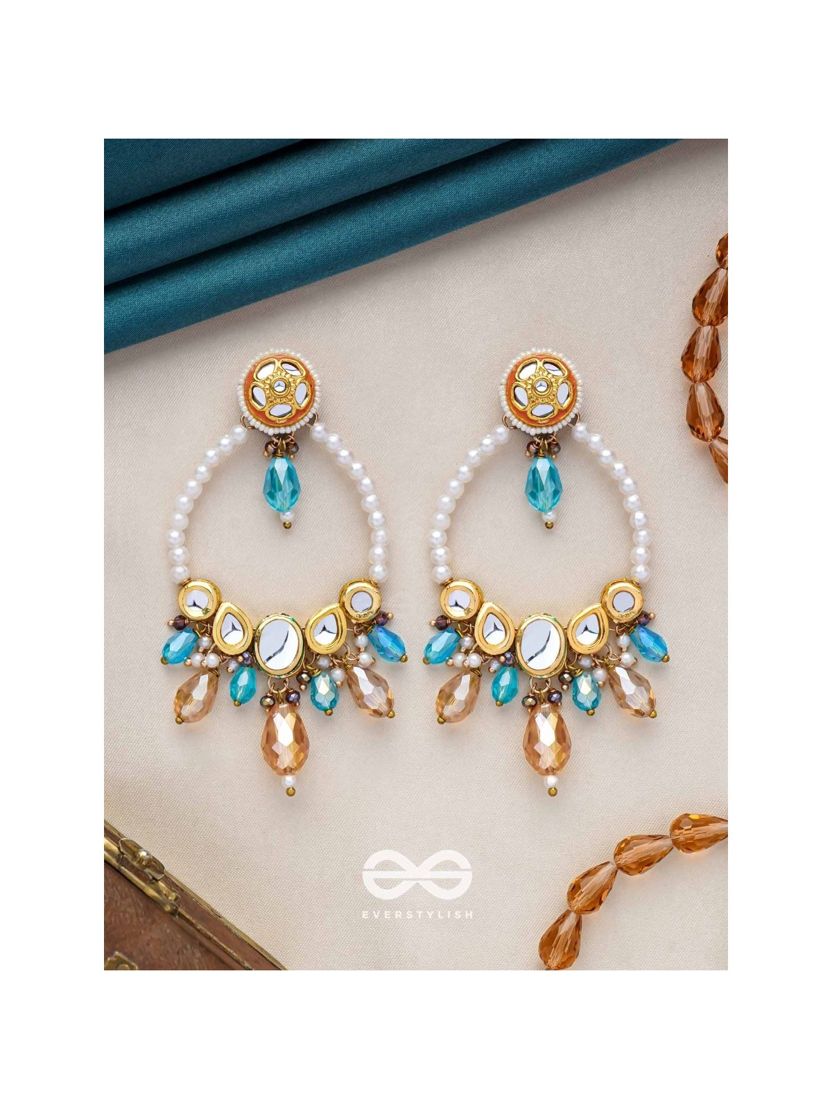 MARICHIKA - THE MIRAGE SPARKLERS - GOLDEN EMBELLISHED POLKI AND KUNDAN STATEMENT EARRINGS