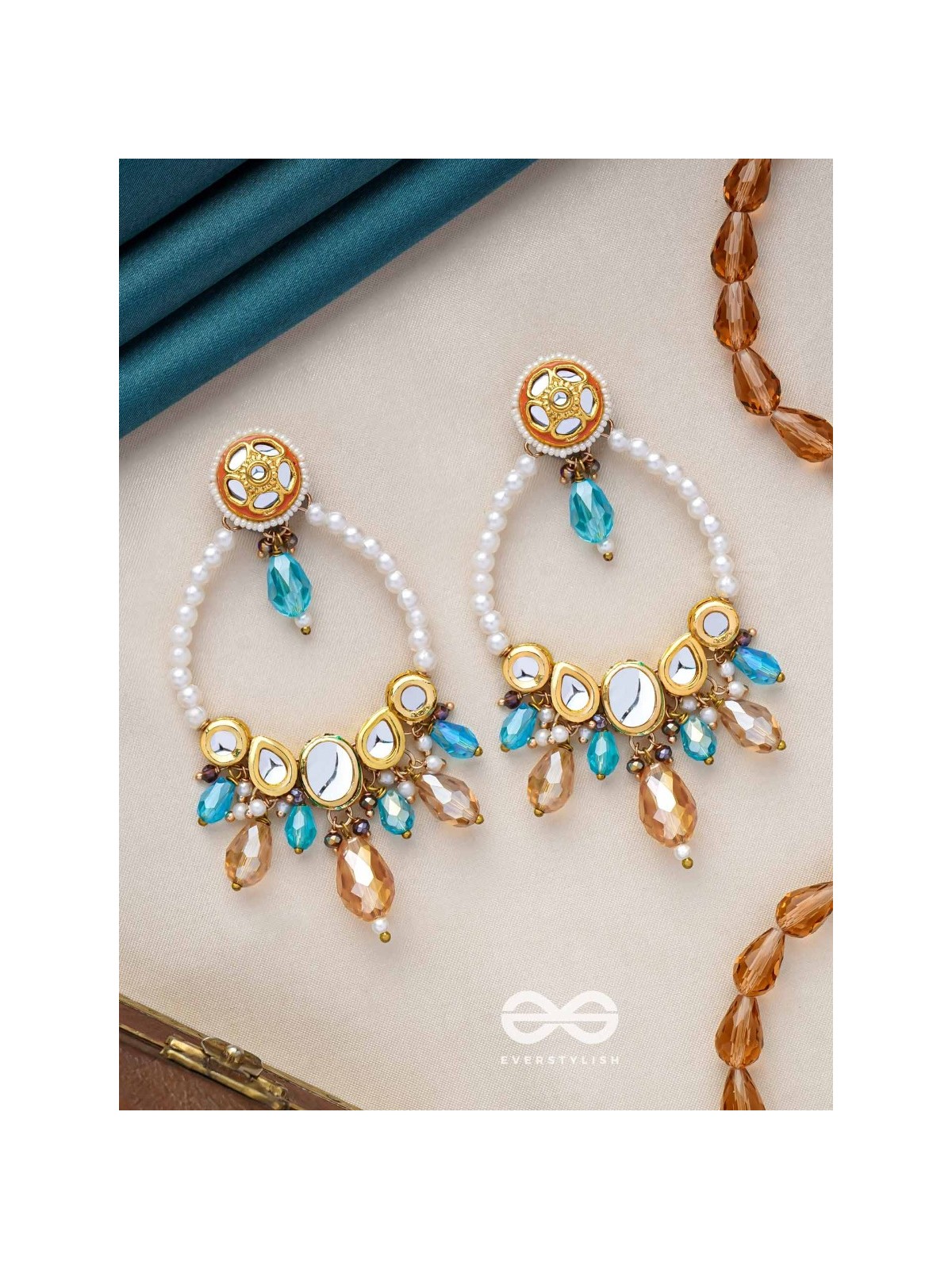 MARICHIKA - THE MIRAGE SPARKLERS - GOLDEN EMBELLISHED POLKI AND KUNDAN STATEMENT EARRINGS