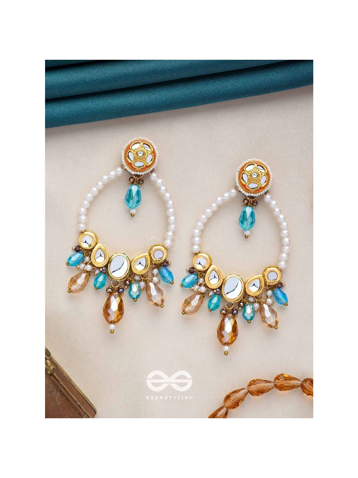 MARICHIKA - THE MIRAGE SPARKLERS - GOLDEN EMBELLISHED POLKI AND KUNDAN STATEMENT EARRINGS