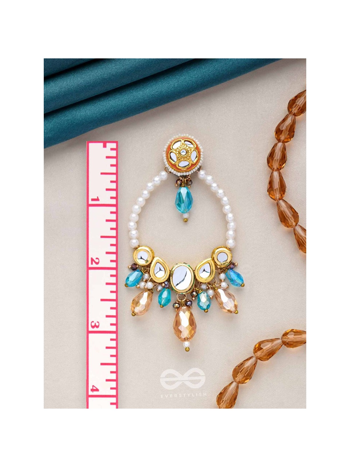 MARICHIKA - THE MIRAGE SPARKLERS - GOLDEN EMBELLISHED POLKI AND KUNDAN STATEMENT EARRINGS