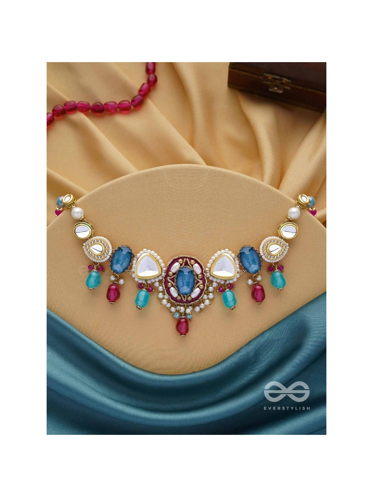 VAIYATYA - THE CELESTIAL GLOW - STONE, BEADS, POLKI AND KUNDAN FINISHED EMBROIDERED NECKPIECE