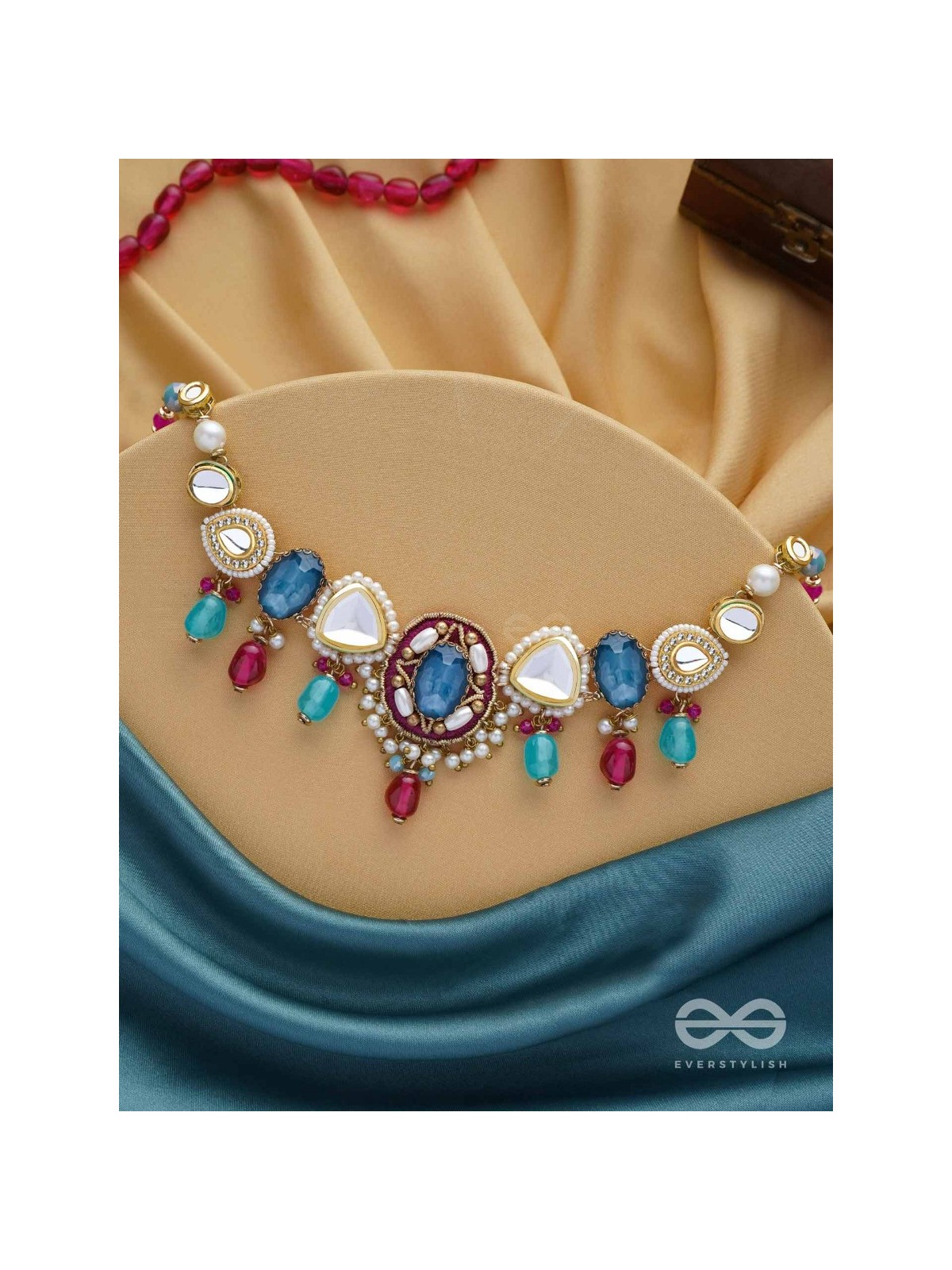 VAIYATYA - THE CELESTIAL GLOW - STONE, BEADS, POLKI AND KUNDAN FINISHED EMBROIDERED NECKPIECE