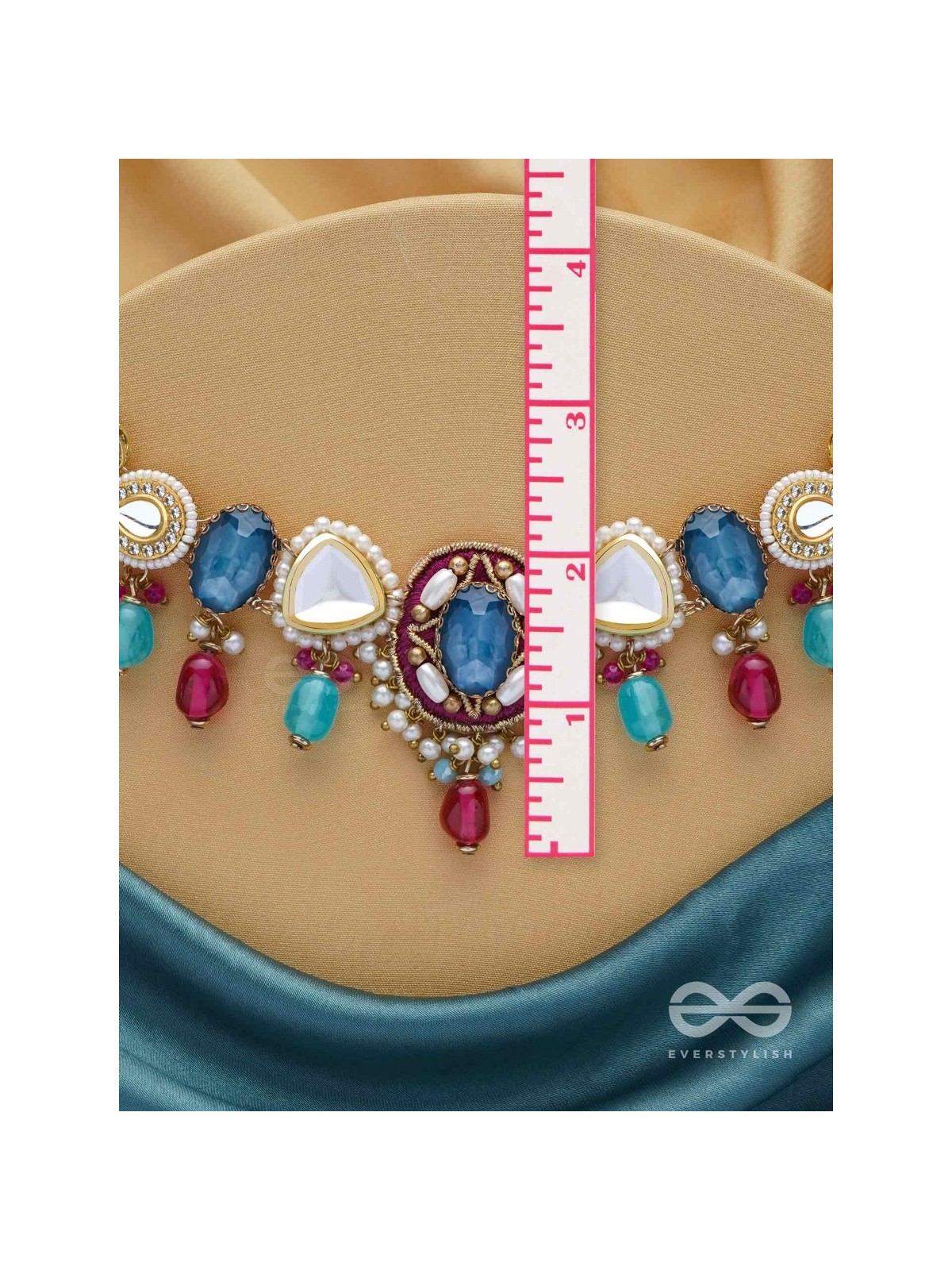 VAIYATYA - THE CELESTIAL GLOW - STONE, BEADS, POLKI AND KUNDAN FINISHED EMBROIDERED NECKPIECE