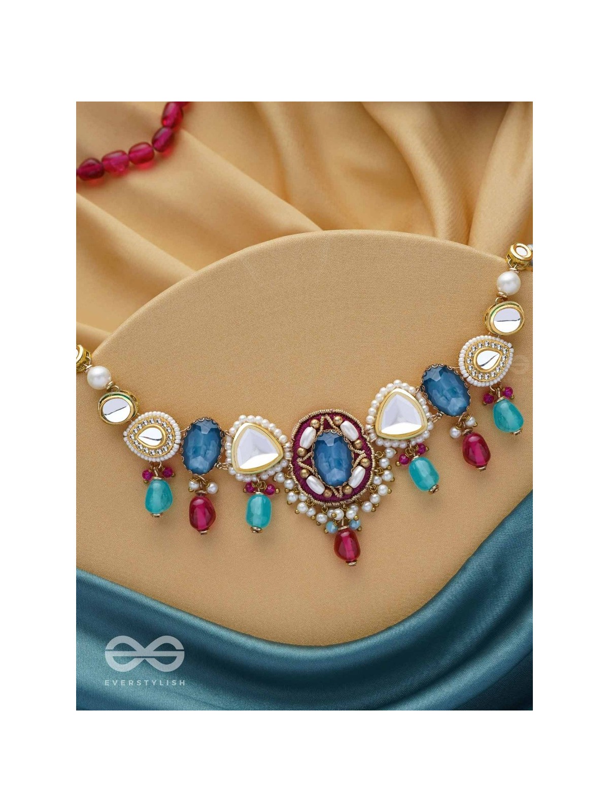 VAIYATYA - THE CELESTIAL GLOW - STONE, BEADS, POLKI AND KUNDAN FINISHED EMBROIDERED NECKPIECE