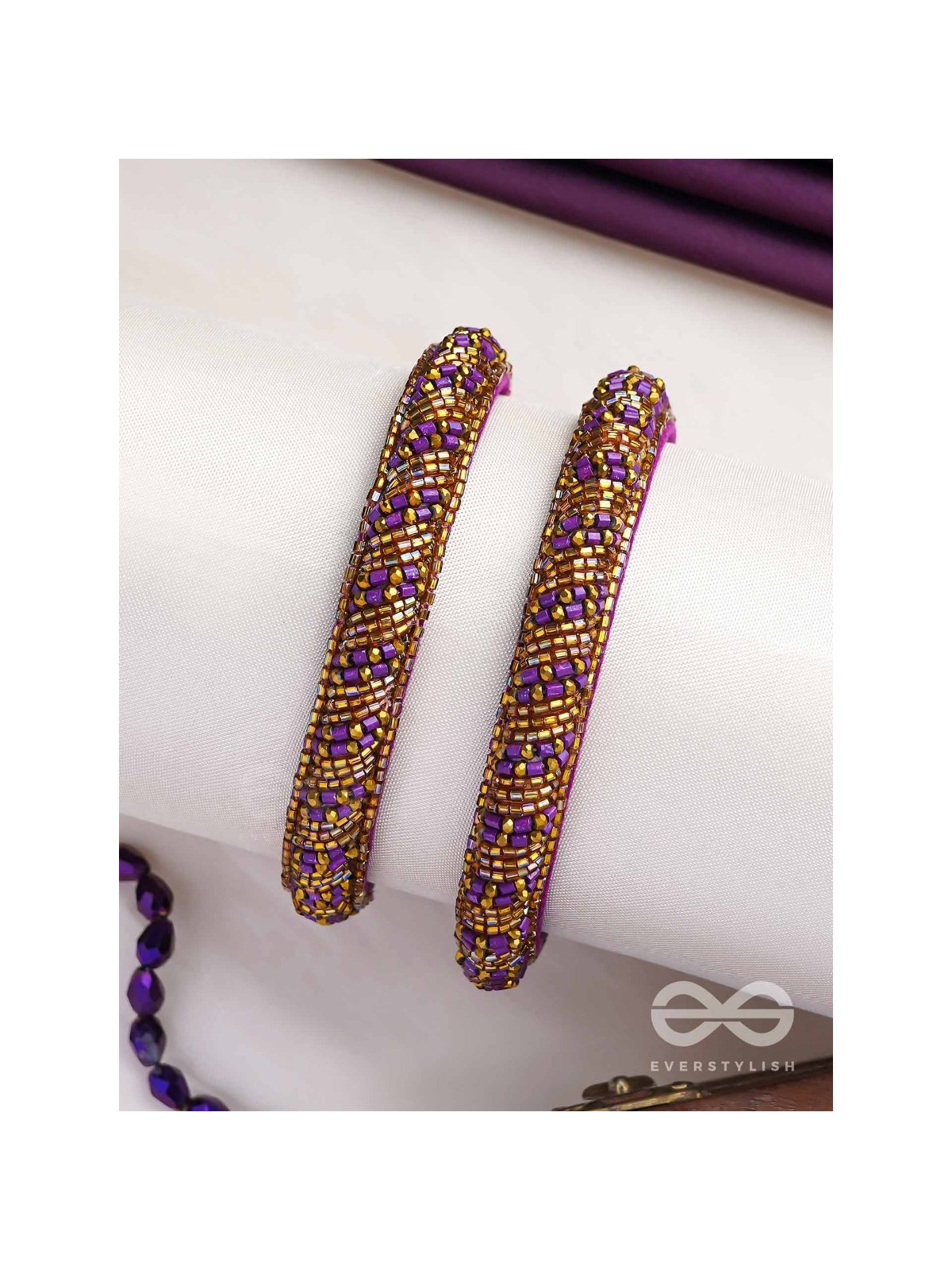 DHVANTI - THE DARK STAR - CUTDANA AND BEADS EMBROIDERED BANGLES (SET OF 2)