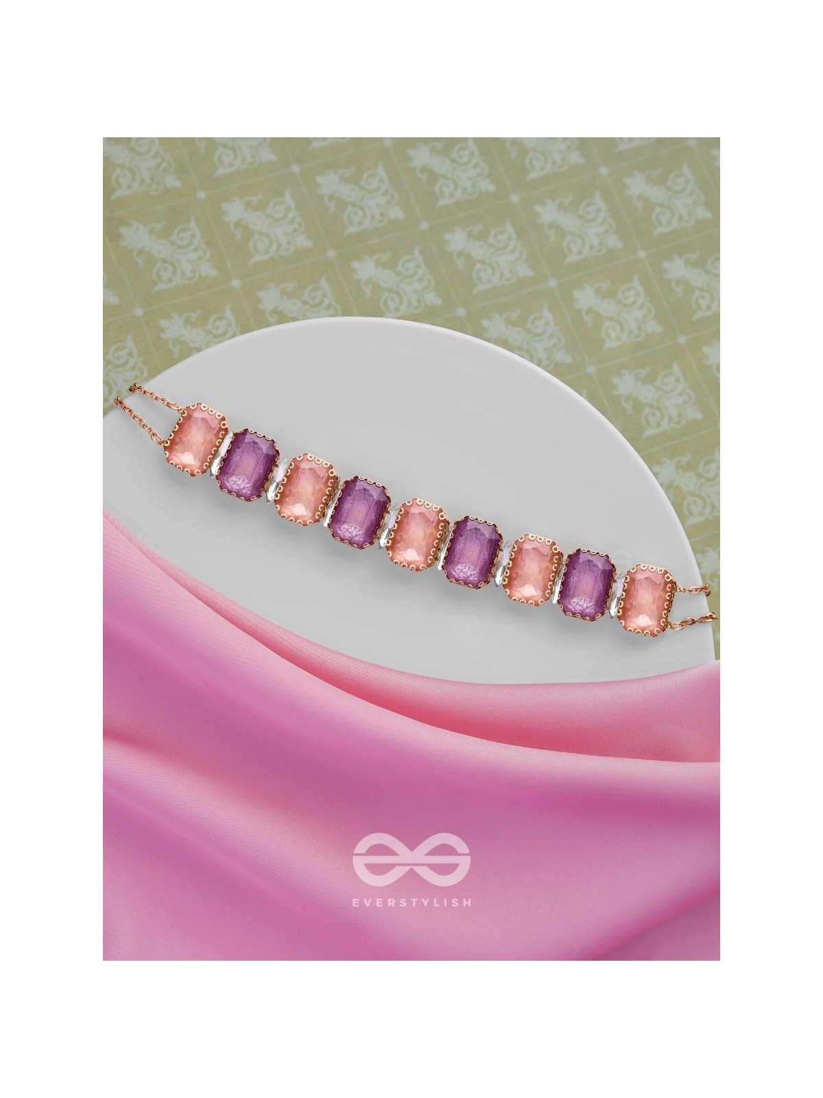 The Tropical Blush - Statement Choker Neckpiece With Anti-Tarnish Coating (Orange & Purple)