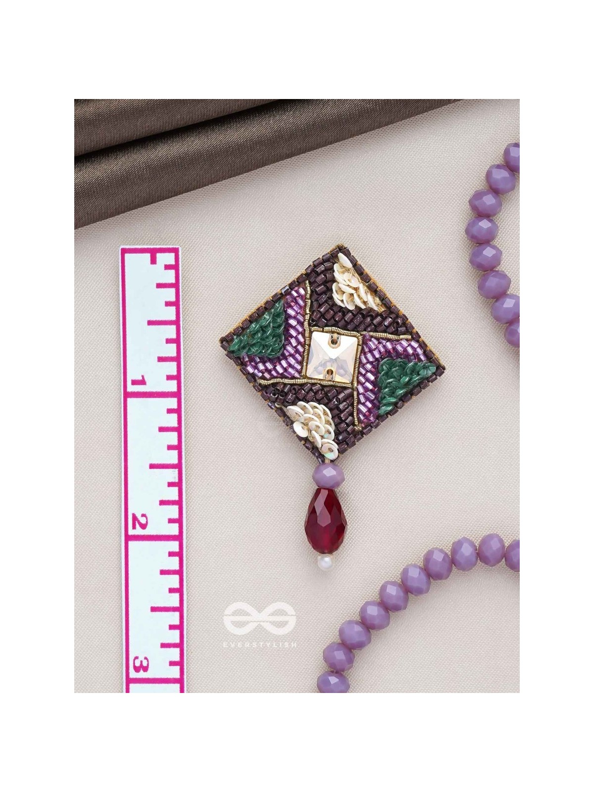 DEVATTI - THE DYNAMIC DELIGHT - STONE, GLASS DROP AND SEQUINS EMBROIDERED EARRINGS