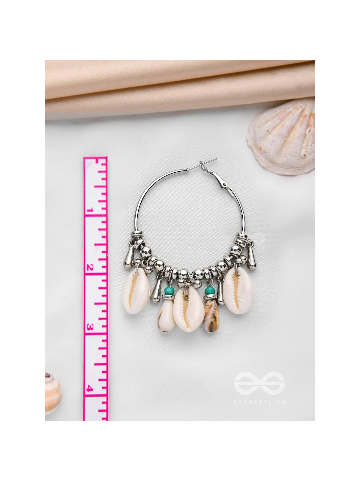 Swings Of Seashore - Statement Silver Hoop Earrings