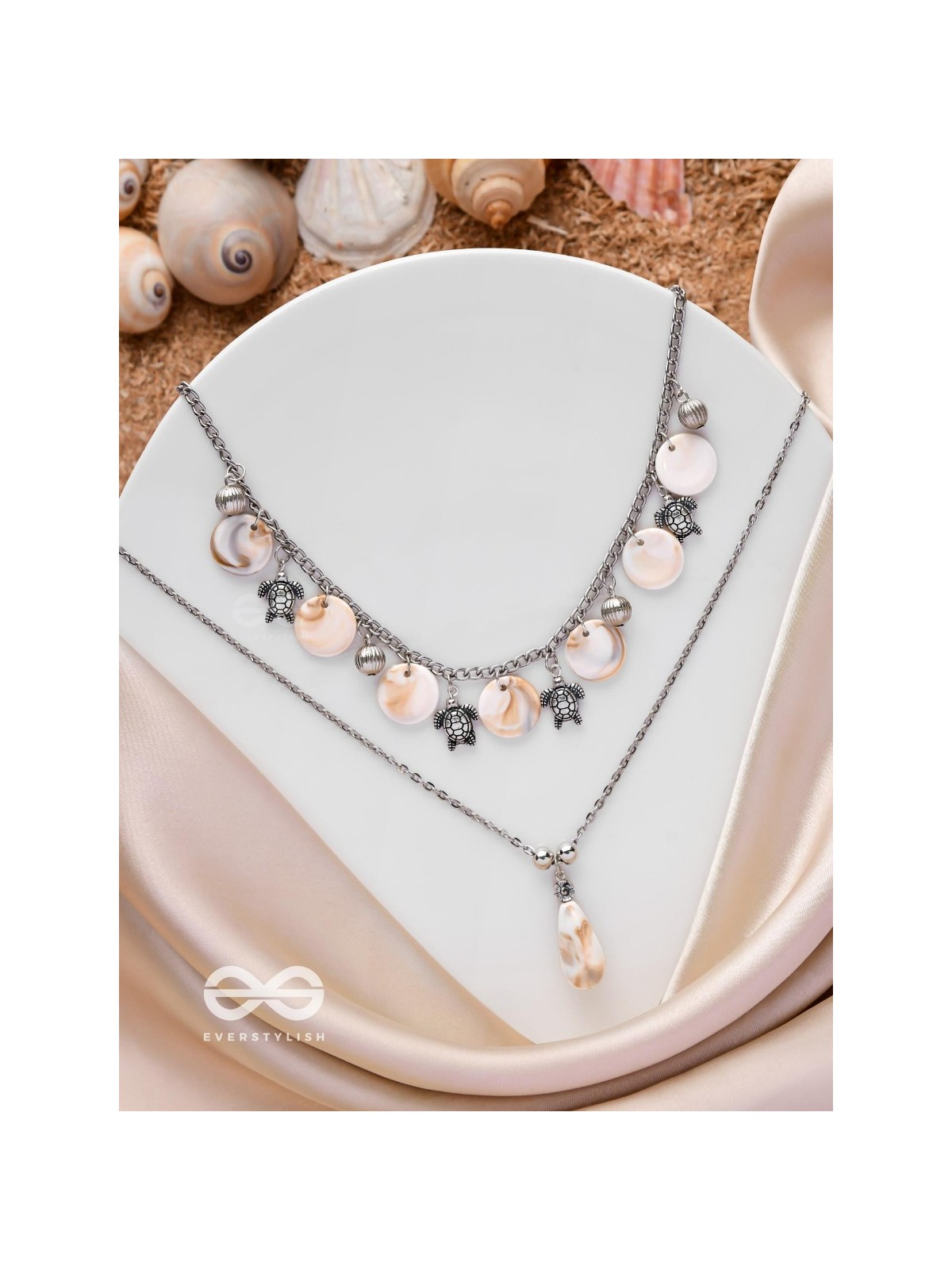 SEASIDE SECRETS - OXIDISED EMBELLISHED MULTILAYER NECKPIECE