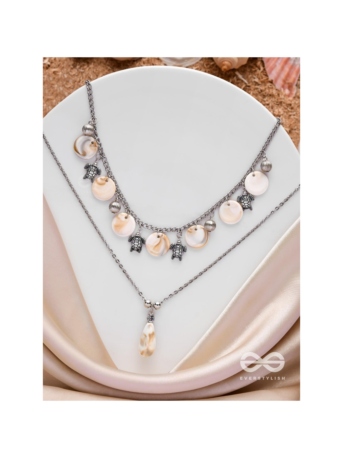 SEASIDE SECRETS - OXIDISED EMBELLISHED MULTILAYER NECKPIECE