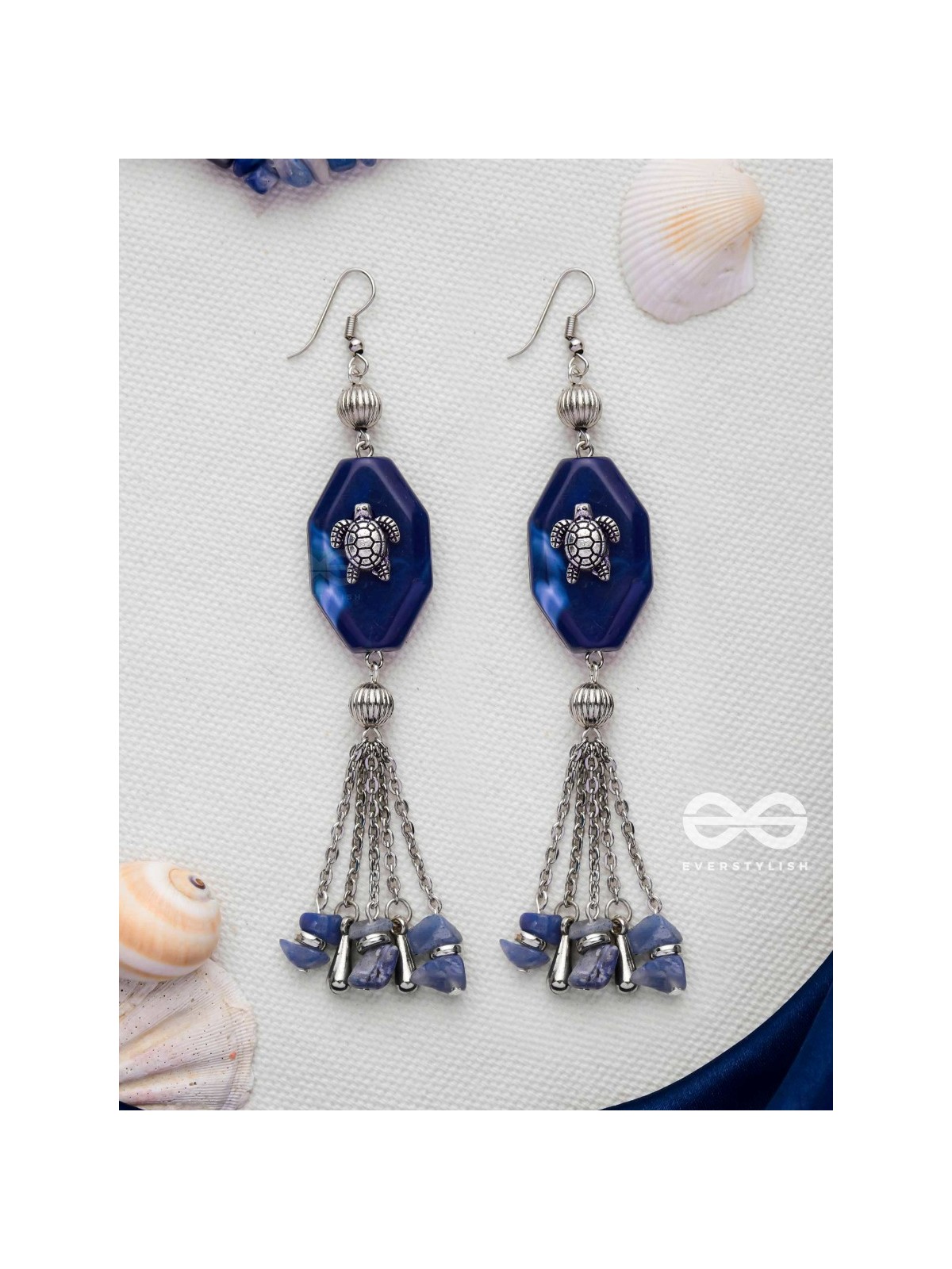 TURTLE TIDINGS - OXIDISED EMBELLISHED EARRINGS