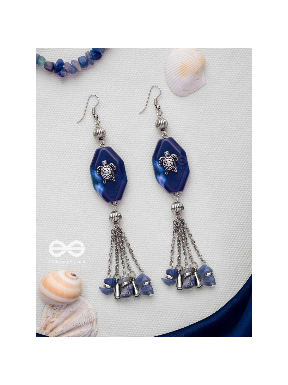 TURTLE TIDINGS - OXIDISED EMBELLISHED EARRINGS