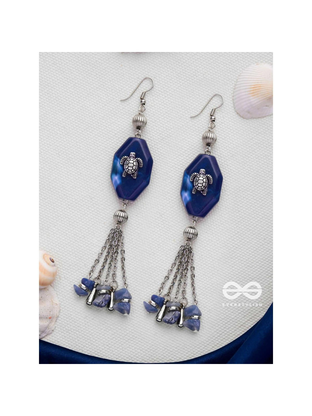 TURTLE TIDINGS - OXIDISED EMBELLISHED EARRINGS