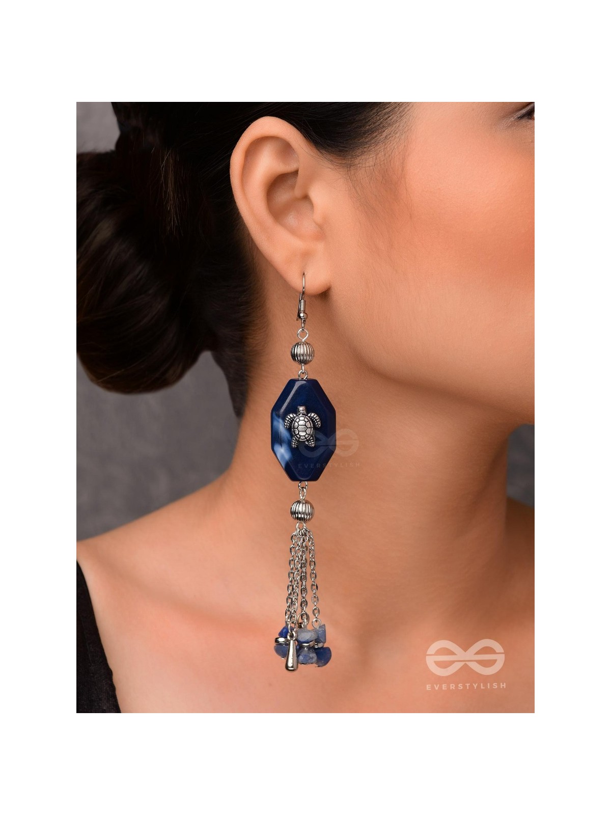 TURTLE TIDINGS - OXIDISED EMBELLISHED EARRINGS