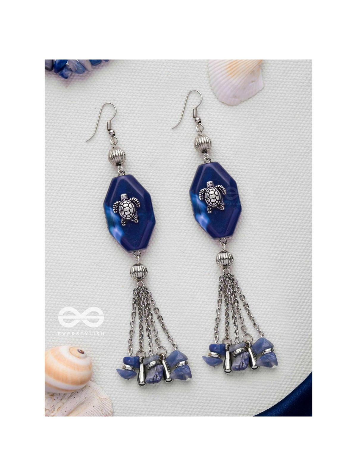 TURTLE TIDINGS - OXIDISED EMBELLISHED EARRINGS