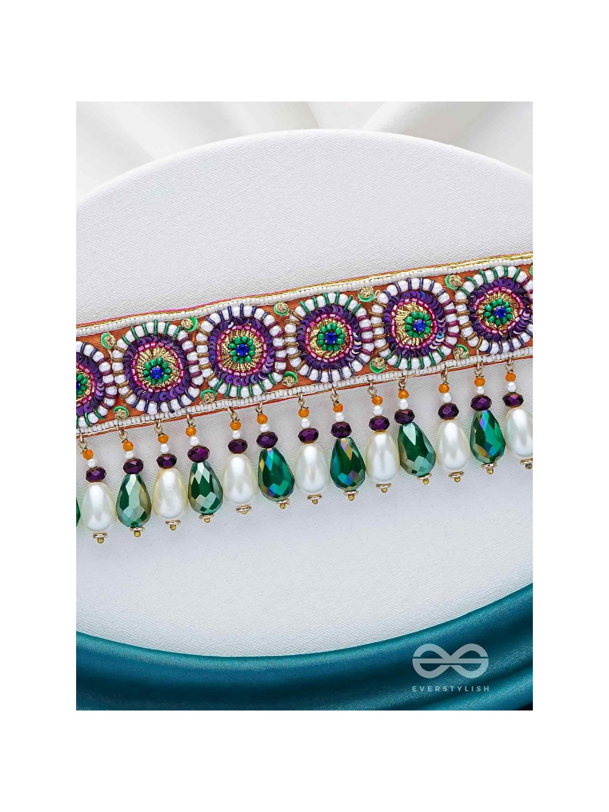 AUDAYIKA - THE PROSPEROUS ONE - SEQUINS, BEADS AND GLASS DROPS EMBROIDERED NECKPIECE