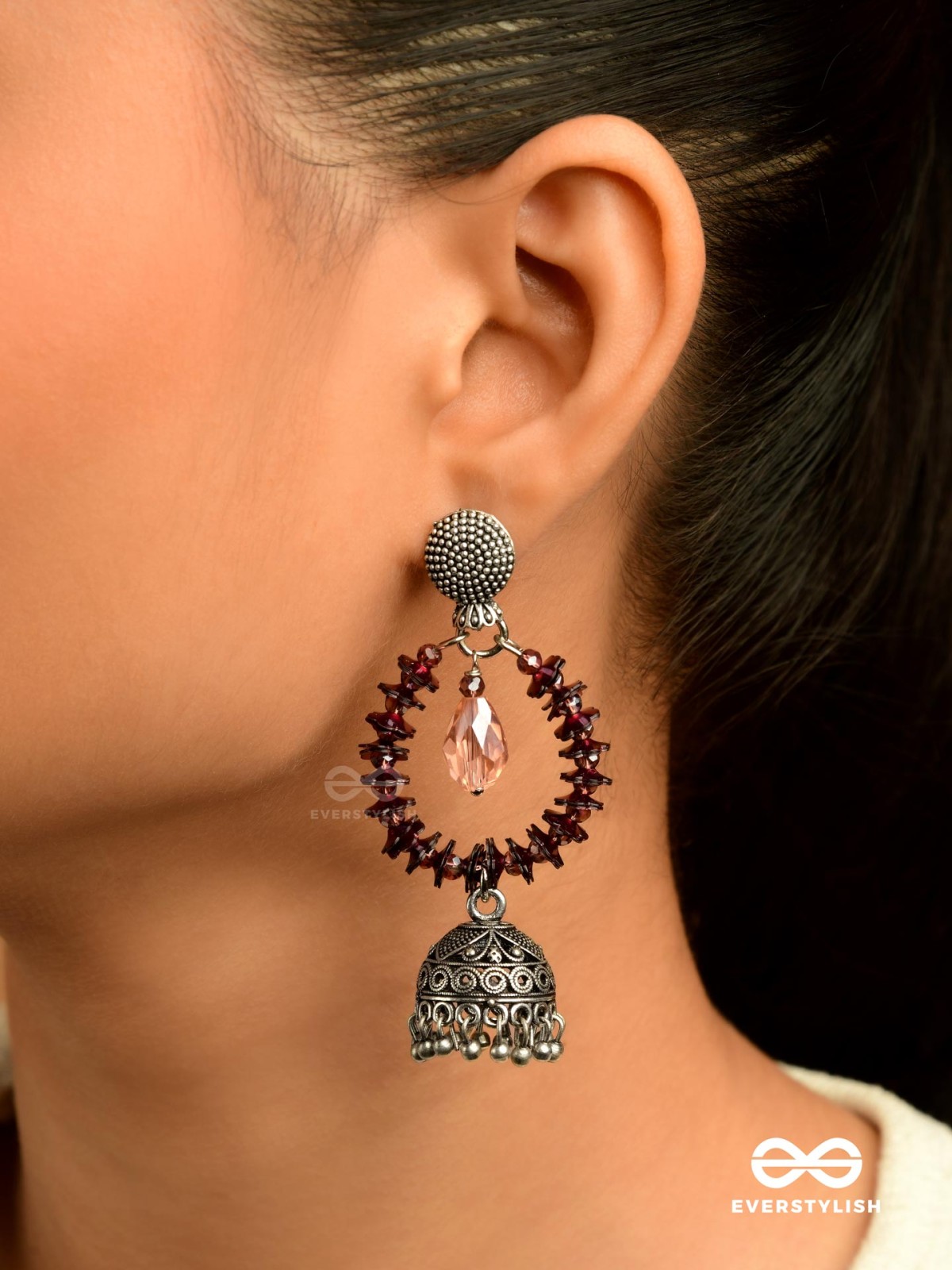 The Violet Wonder - Oxidised Jhumka Earrings