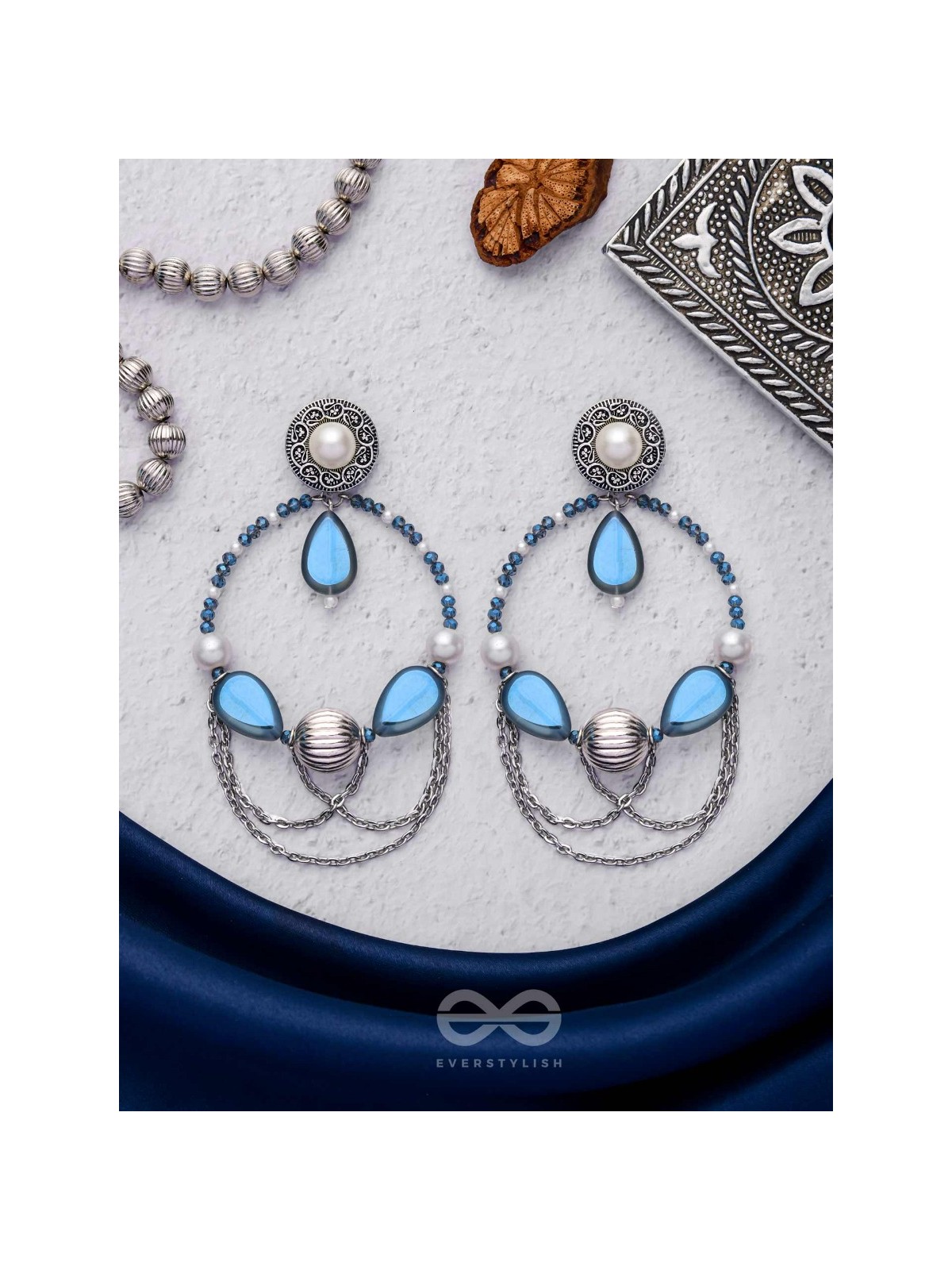 Ocean's Dreamland - Oxidised Beaded Earrings
