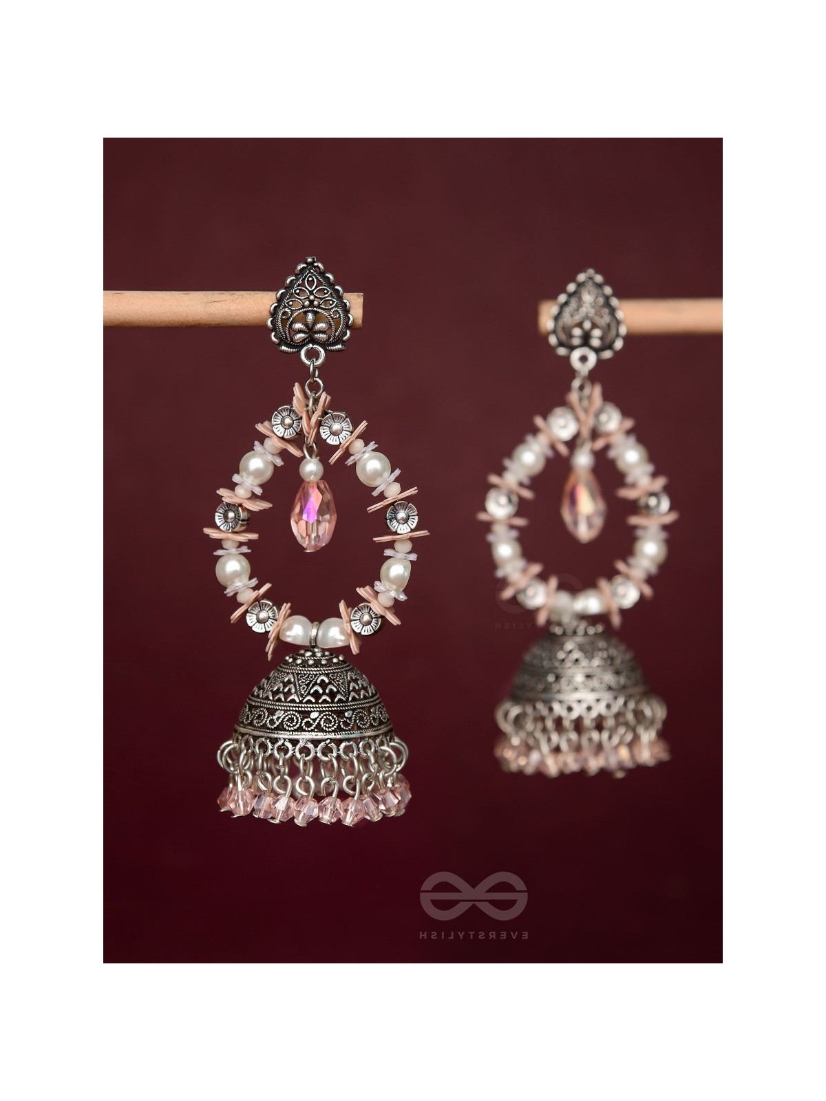 Soft Tinge Sparkles - Statement Jhumka Earrings