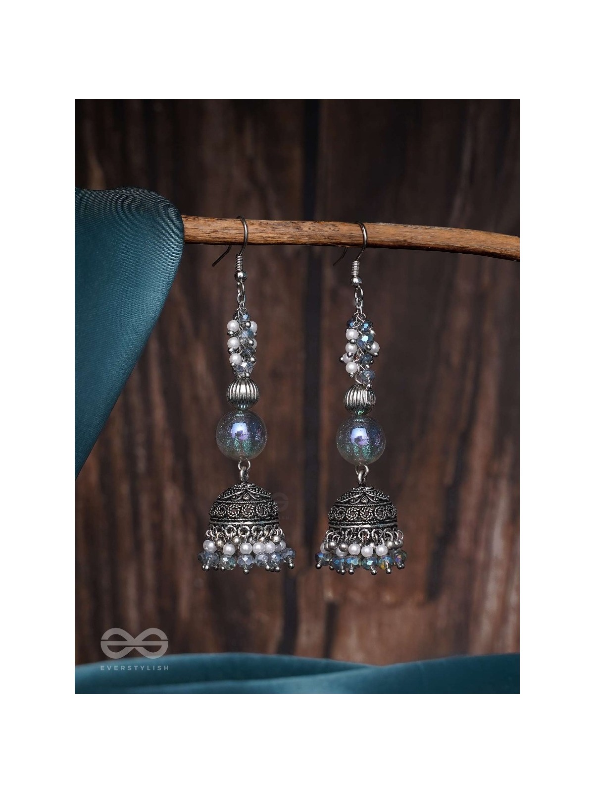 Dreamy Skies - Oxidised Beaded Earrings