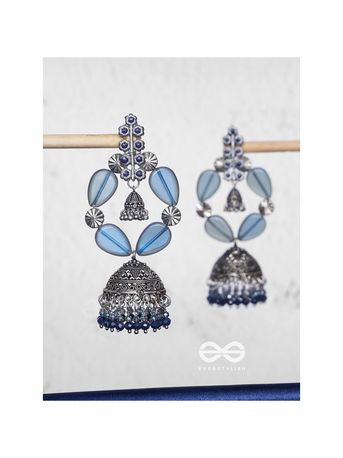 Mystical Skylight - Statement Oxidised Jhumka Earrings