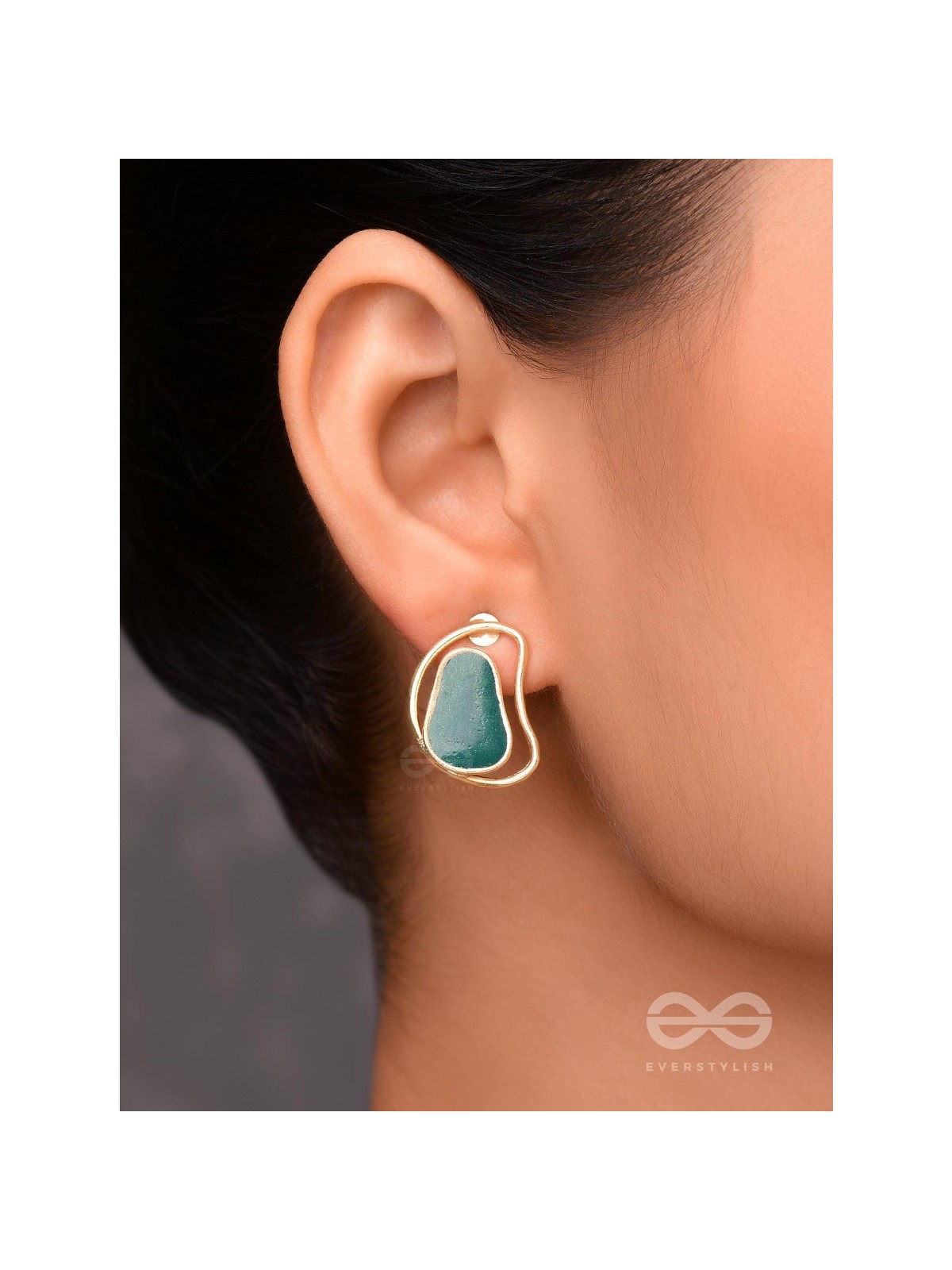 The Indigo Illusion - Golden Enamelled Stud Earrings