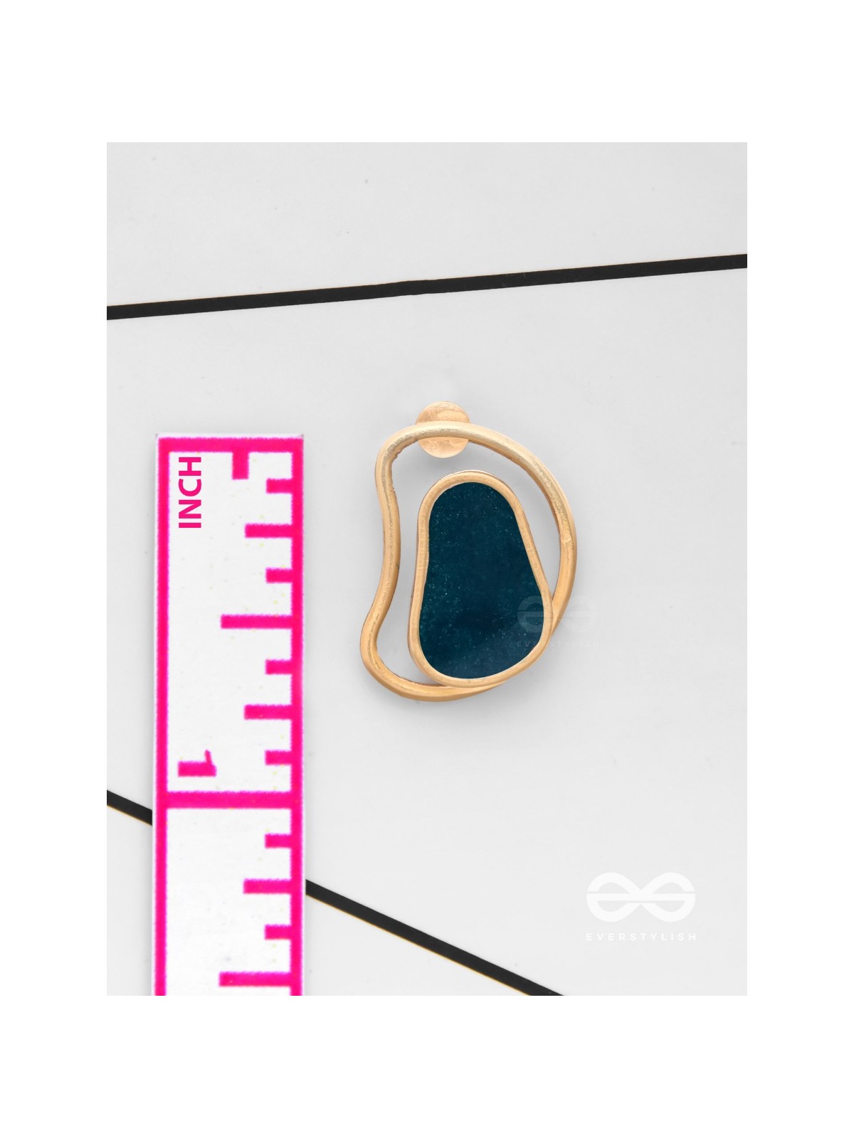 The Indigo Illusion - Golden Enamelled Stud Earrings