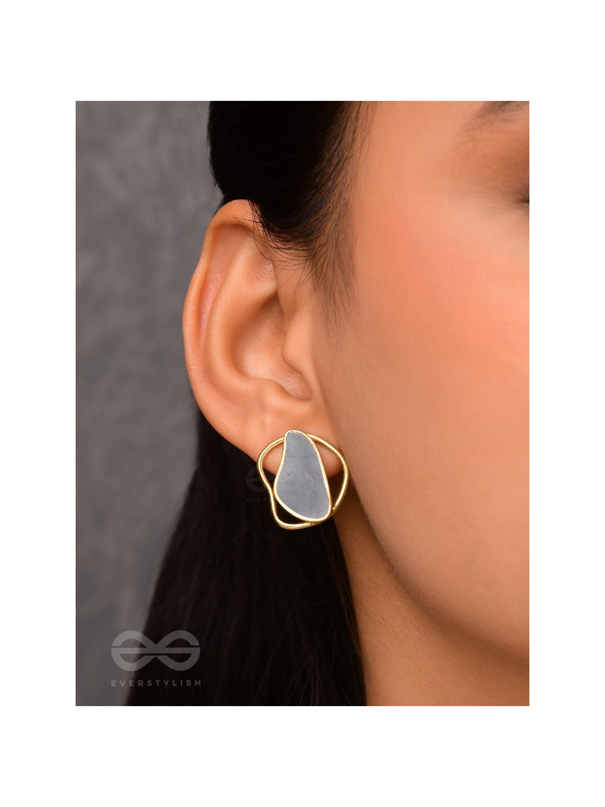 The Mystical Aura - Golden Enamelled Stud Earrings