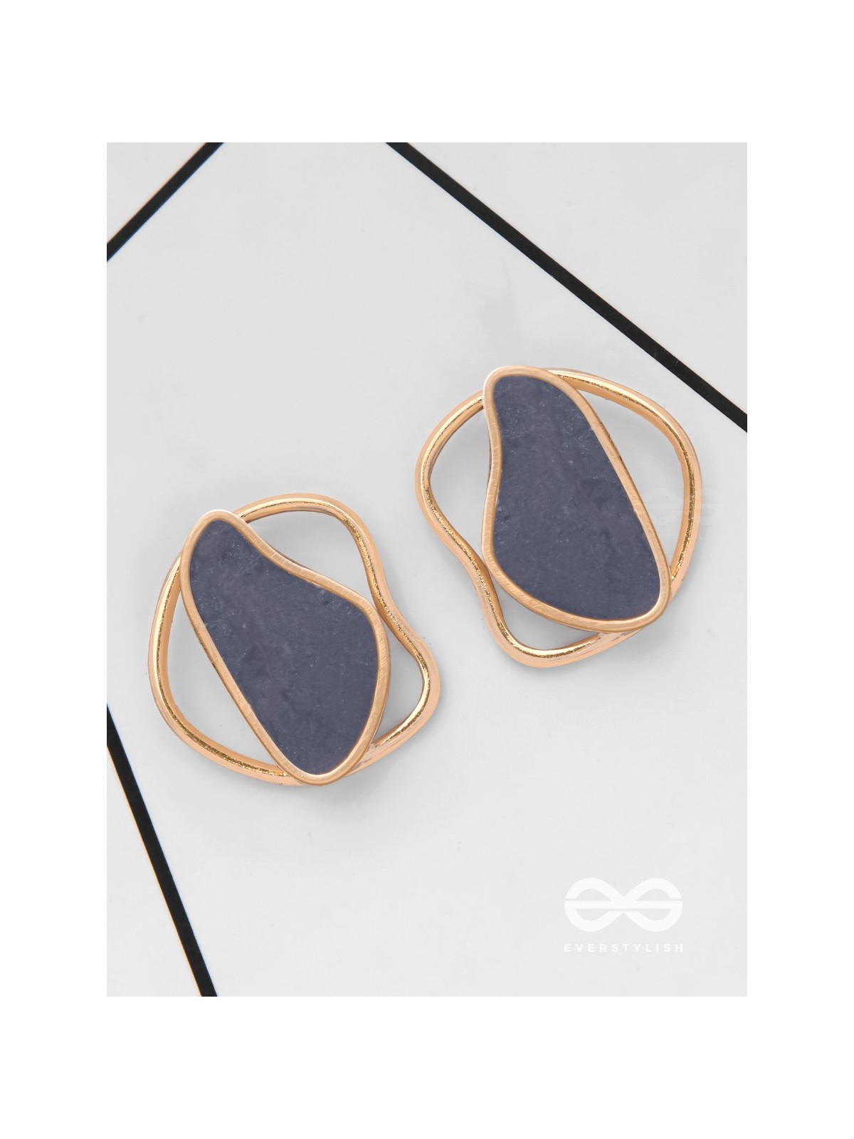 The Mystical Aura - Golden Enamelled Stud Earrings