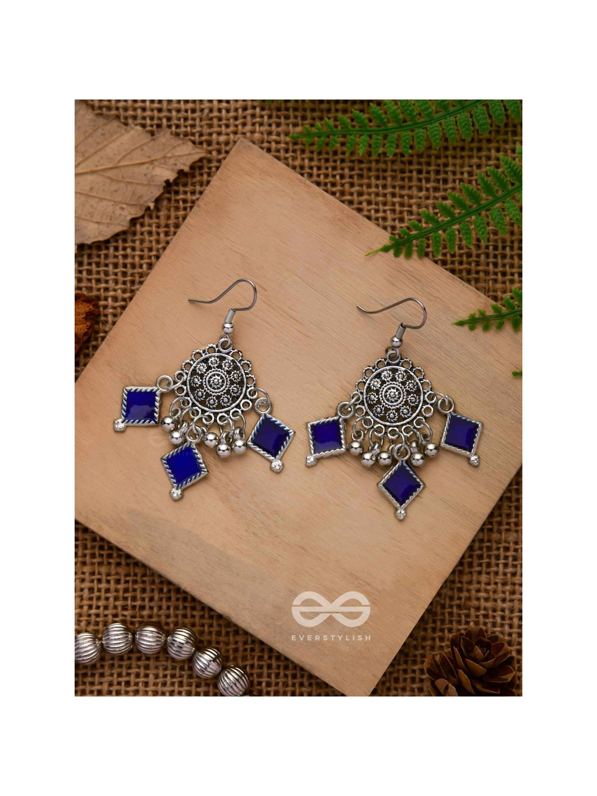 RUSTIC MIDNIGHT CHARMS - OXIDISED JHUMKA EARRINGS