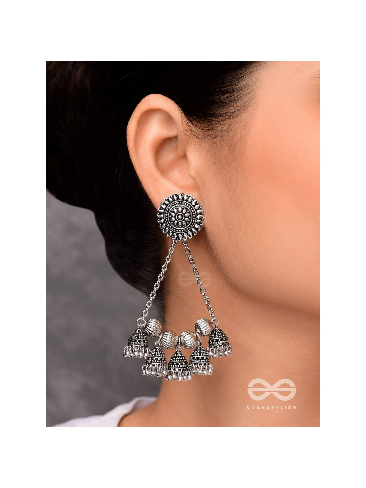 MYSTIC MOON SHADOWS - STATEMENT OXIDISED EARRINGS