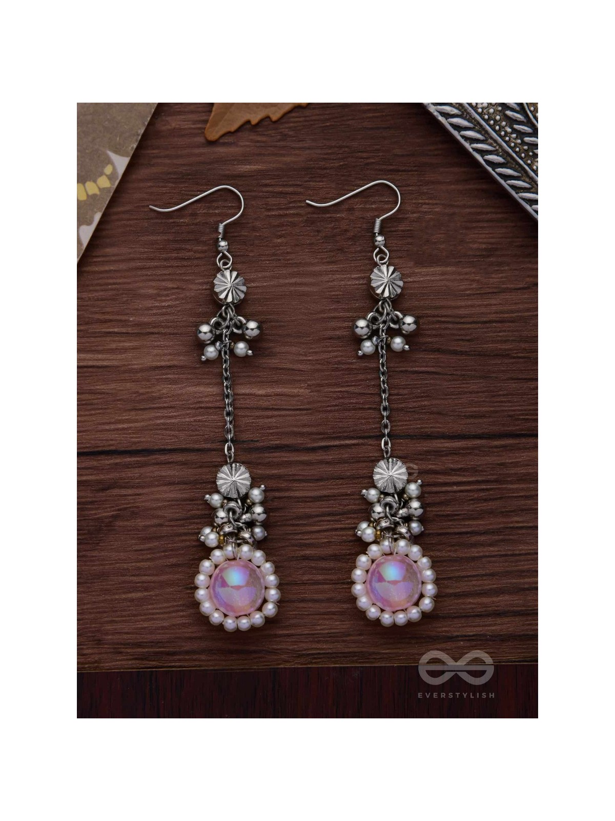 Silver Blush Bubbles - Oxidised Embellished Earrings