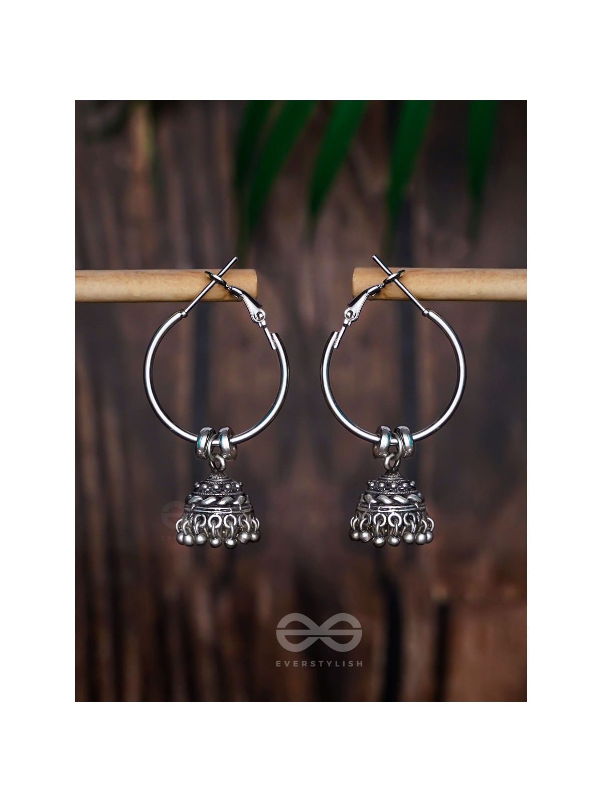 MOONLIT BEAMS - SILVER OXIDISED JHUMKA EARRINGS