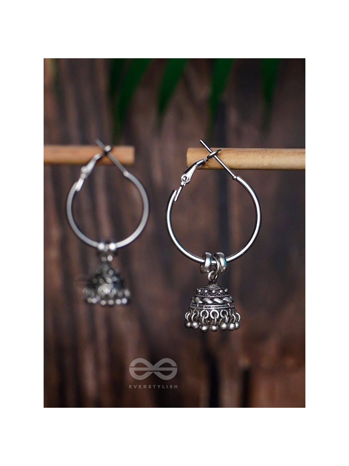 MOONLIT BEAMS - SILVER OXIDISED JHUMKA EARRINGS