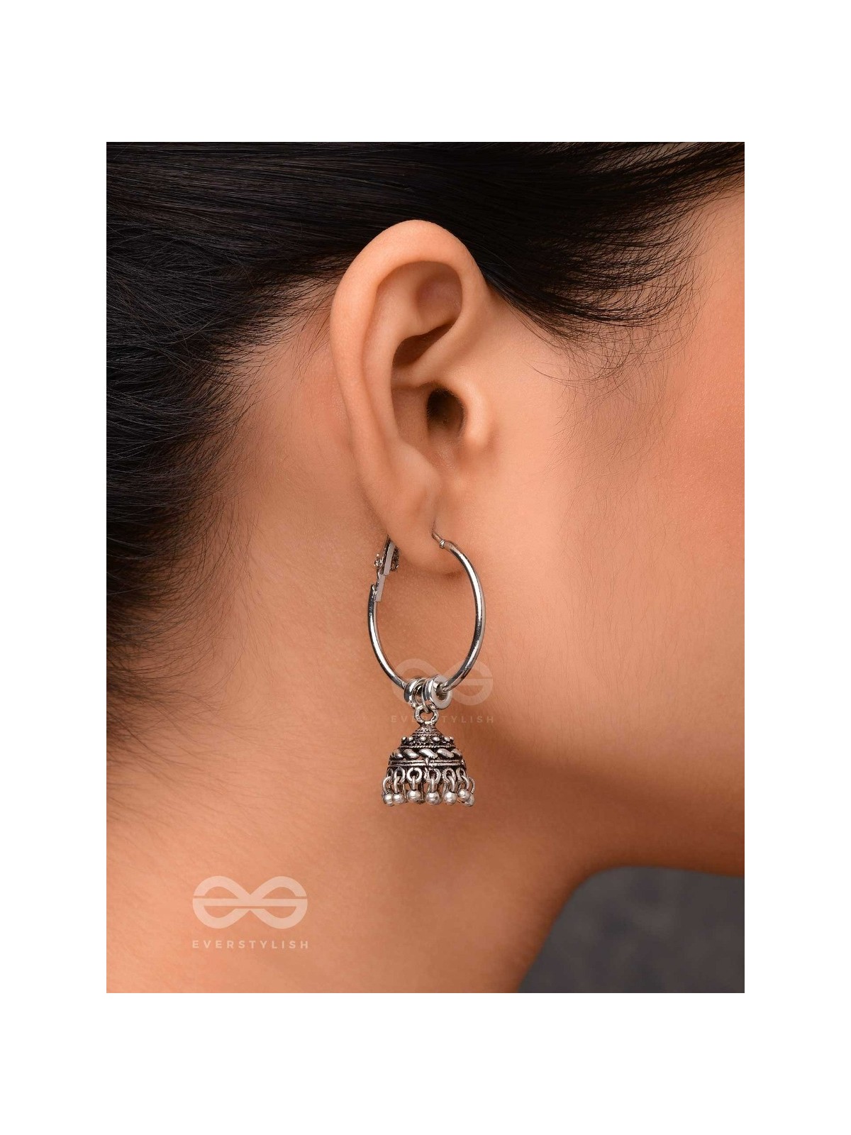 MOONLIT BEAMS - SILVER OXIDISED JHUMKA EARRINGS