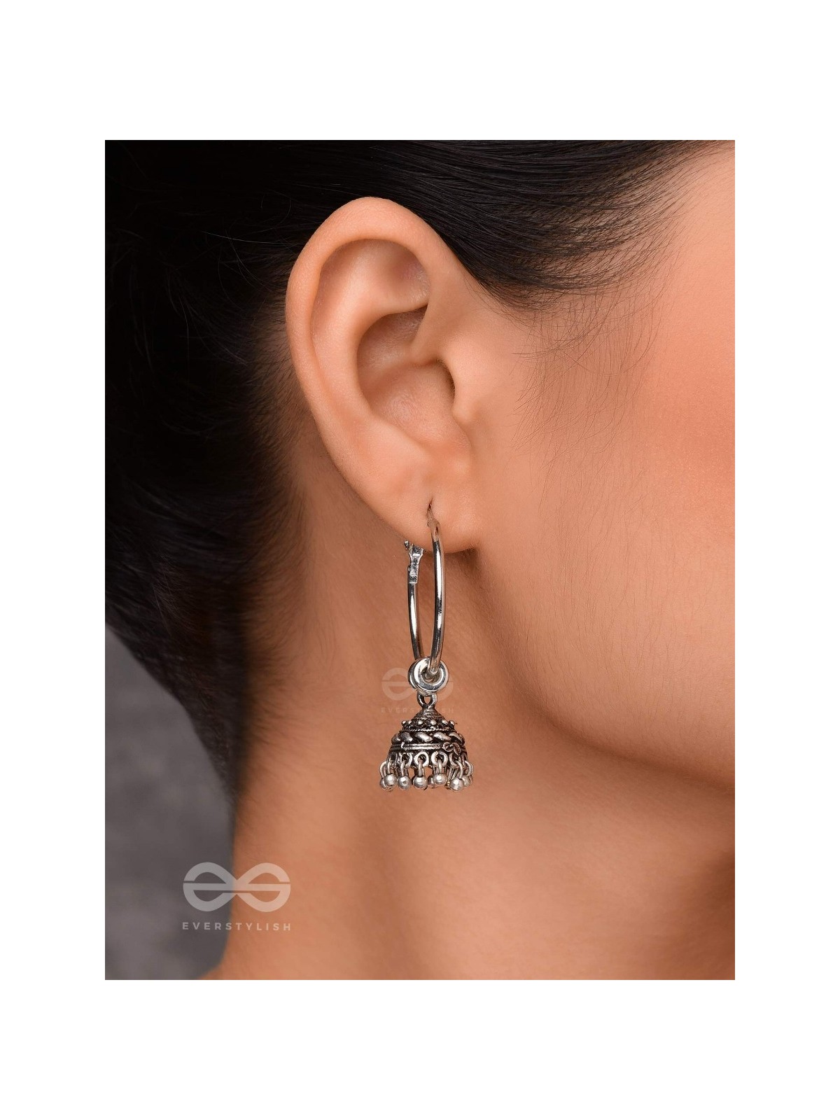 MOONLIT BEAMS - SILVER OXIDISED JHUMKA EARRINGS