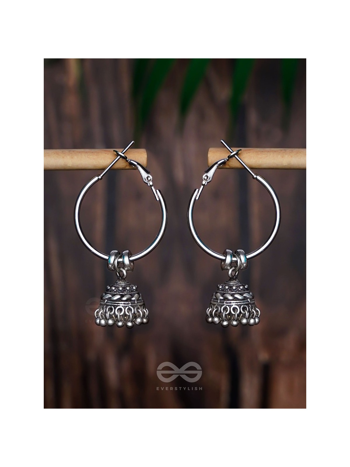 MOONLIT BEAMS - SILVER OXIDISED JHUMKA EARRINGS